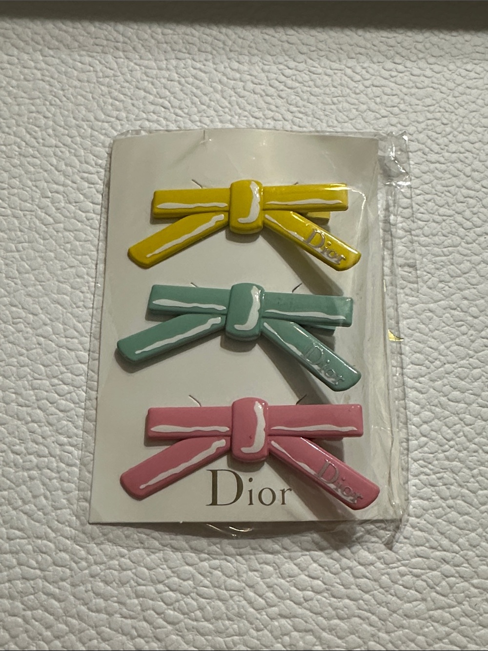 Dior Bow Hair Clip Set - Yellow, Mint, Pink 2026